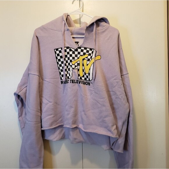 MTV Light Purple Checkered Cropped Hoodie 3X NWOT - Picture 2 of 8